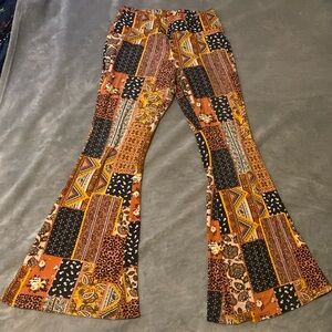 No Boundaries Patchwork Wide Leg Pants - Multicolor